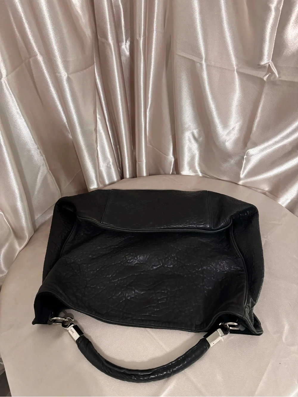 Yves Saint Laurent Black Leather Hobo Bag